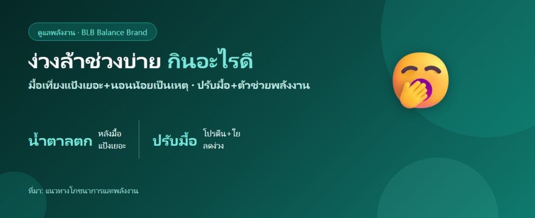 ง่วงล้าช่วงบ่าย หมดแรงหลังมื้อกลางวัน กินอะไรดี?