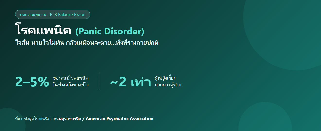 โรคแพนิค (Panic Disorder) : อาการ สาเหตุ และวิธีดูแลจัดการความเครียด (อ้างอิงข้อมูลแพทย์)