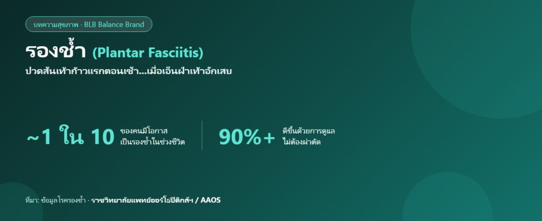 รองช้ำ (เอ็นฝ่าเท้าอักเสบ Plantar Fasciitis) : อาการ สาเหตุ และวิธีดูแล (อ้างอิงข้อมูลแพทย์)