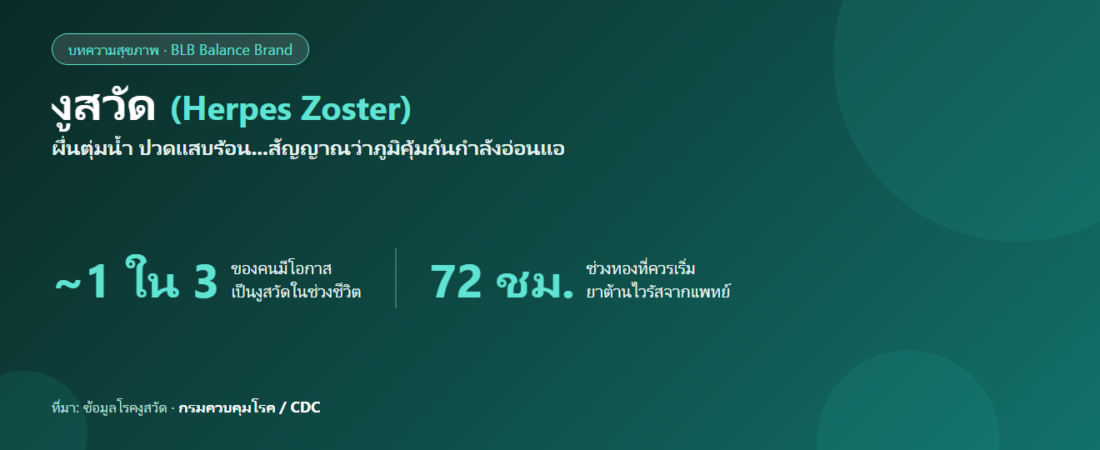 งูสวัด : อาการ สาเหตุ การดูแล และเสริมภูมิคุ้มกันให้ฟื้นเร็ว (อ้างอิงข้อมูลแพทย์)