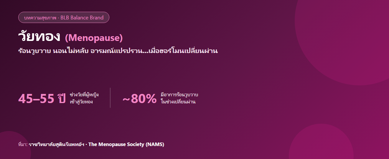 วัยทอง (Menopause) : อาการ ช่วงอายุ และวิธีดูแลตัวเอง (อ้างอิงข้อมูลแพทย์)