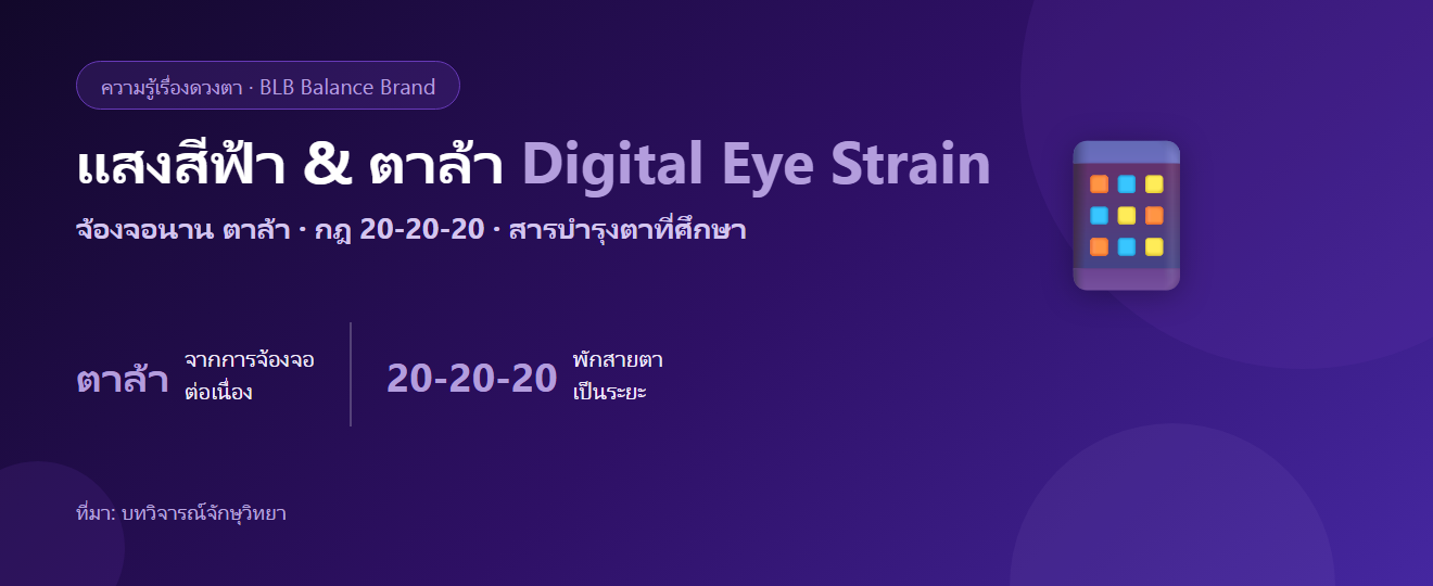 แสงสีฟ้าจากจอ & อาการตาล้า (Digital Eye Strain) ดูแลยังไง