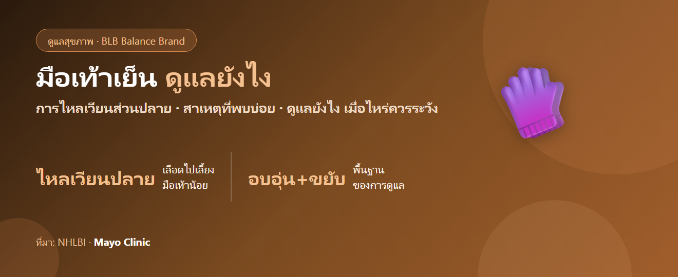มือเท้าเย็น ปลายมือปลายเท้าชา : สาเหตุ การไหลเวียนเลือด และการดูแล