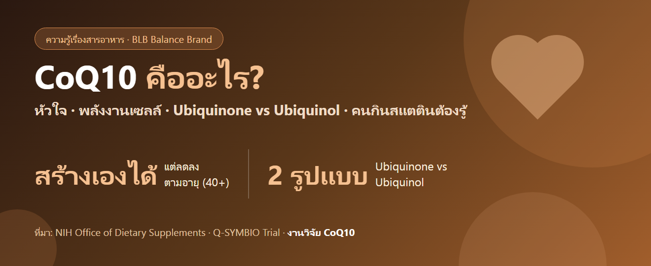 CoQ10 คืออะไร ช่วยหัวใจ-พลังงานจริงไหม : Ubiquinone vs Ubiquinol และเรื่องที่คนกินยาลดไขมันต้องรู้