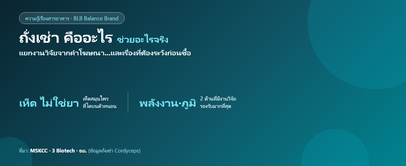 ถั่งเช่า คืออะไร ช่วยอะไรจริง : แยกงานวิจัยจากคำโฆษณา และเรื่องที่ต้องระวังก่อนซื้อ