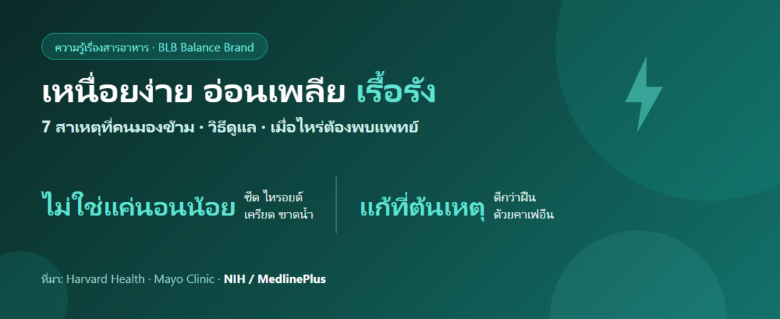เหนื่อยง่าย อ่อนเพลียเรื้อรัง : 7 สาเหตุที่คนมองข้าม วิธีดูแล และเมื่อไหร่ต้องพบแพทย์