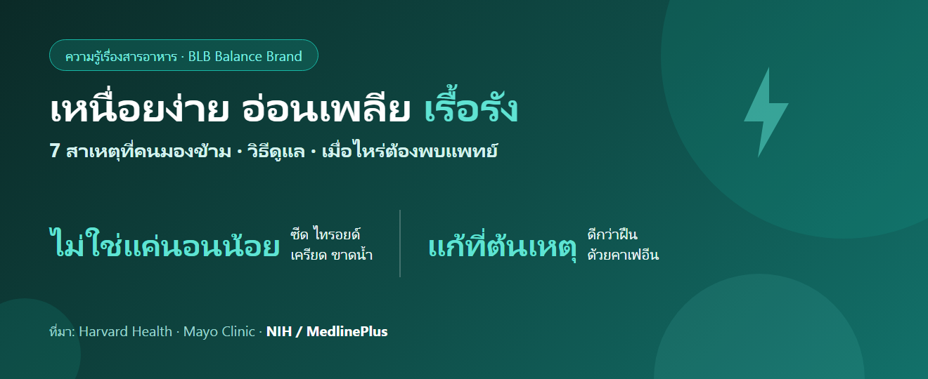 เหนื่อยง่าย อ่อนเพลียเรื้อรัง : 7 สาเหตุที่คนมองข้าม วิธีดูแล และเมื่อไหร่ต้องพบแพทย์