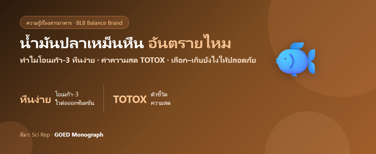 น้ำมันปลาเหม็นหืน อันตรายไหม? ค่าออกซิเดชัน ความบริสุทธิ์ และเลือกยังไงให้ปลอดภัย