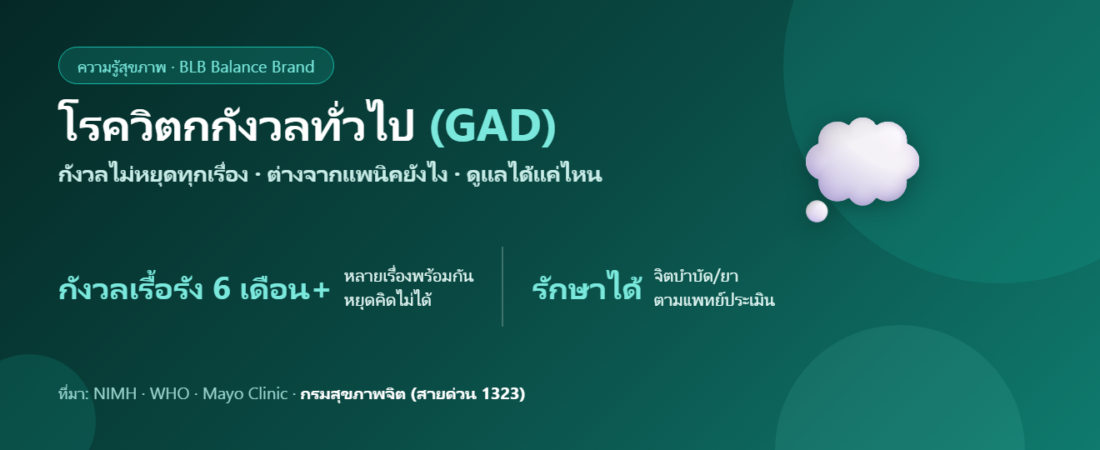 โรควิตกกังวลทั่วไป (GAD) คืออะไร? อาการ ต่างจากแพนิคยังไง และวิธีดูแล