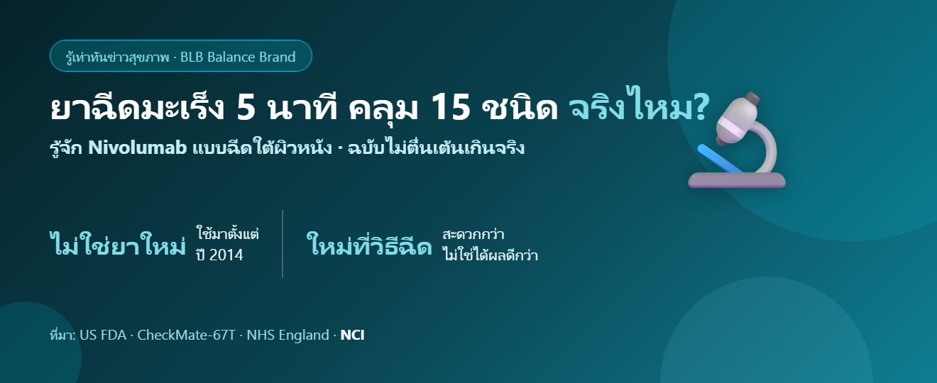 ยาฉีดมะเร็ง 5 นาที คลุม 15 ชนิด จริงไหม? รู้จัก Nivolumab แบบฉีดใต้ผิวหนัง (ฉบับไม่ตื่นเต้นเกินจริง)