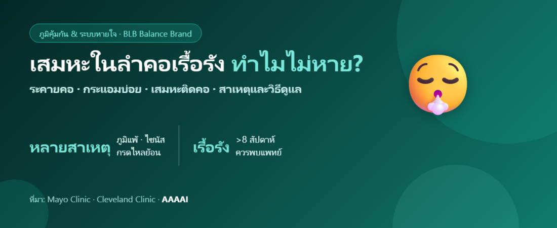 เสมหะในลำคอเรื้อรัง ทำไมไม่หาย? สาเหตุ วิธีดูแล และเมื่อไหร่ต้องพบแพทย์