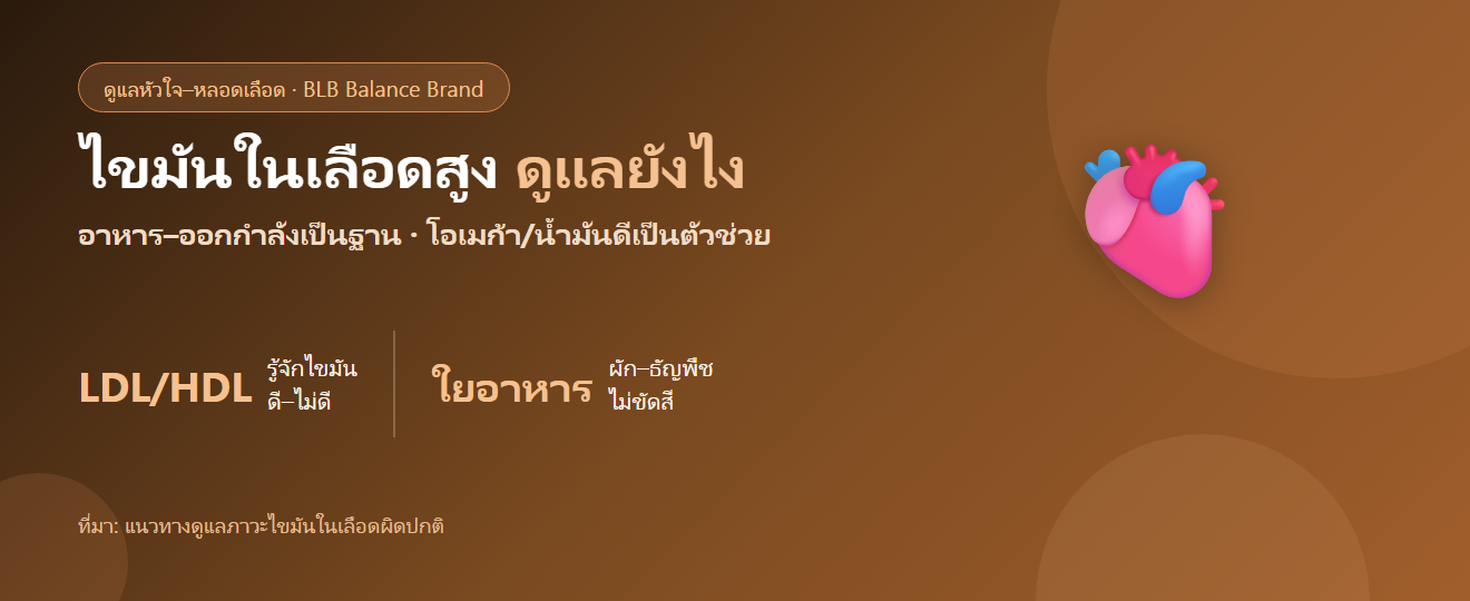 ไขมันในเลือดสูง ดูแลตัวเองยังไง? อาหาร–ออกกำลัง และไขมันดีจากธรรมชาติ