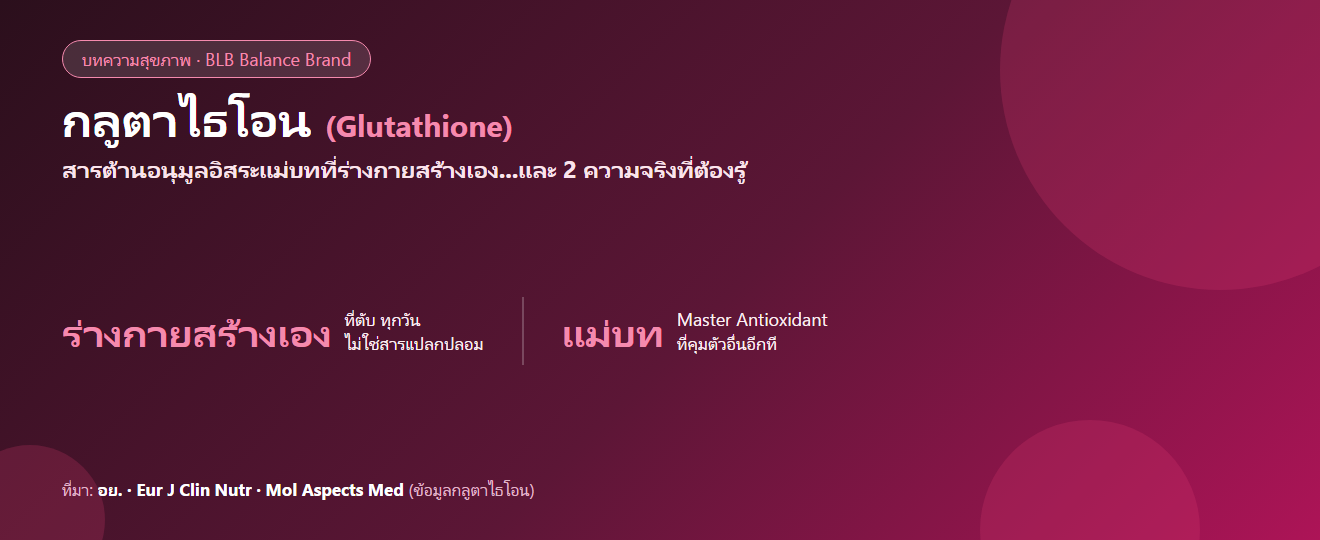 กลูตาไธโอน (Glutathione) : คืออะไร ทำอะไร และความจริงเรื่องการดูดซึมกับการฉีด (อ้างอิงงานวิจัย)