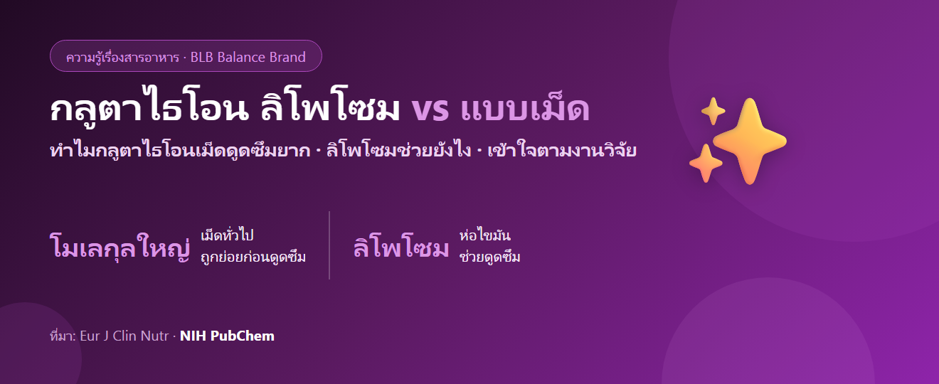 กลูตาไธโอนแบบลิโพโซม vs แบบเม็ด ต่างกันยังไง? เรื่องการดูดซึมที่ควรรู้