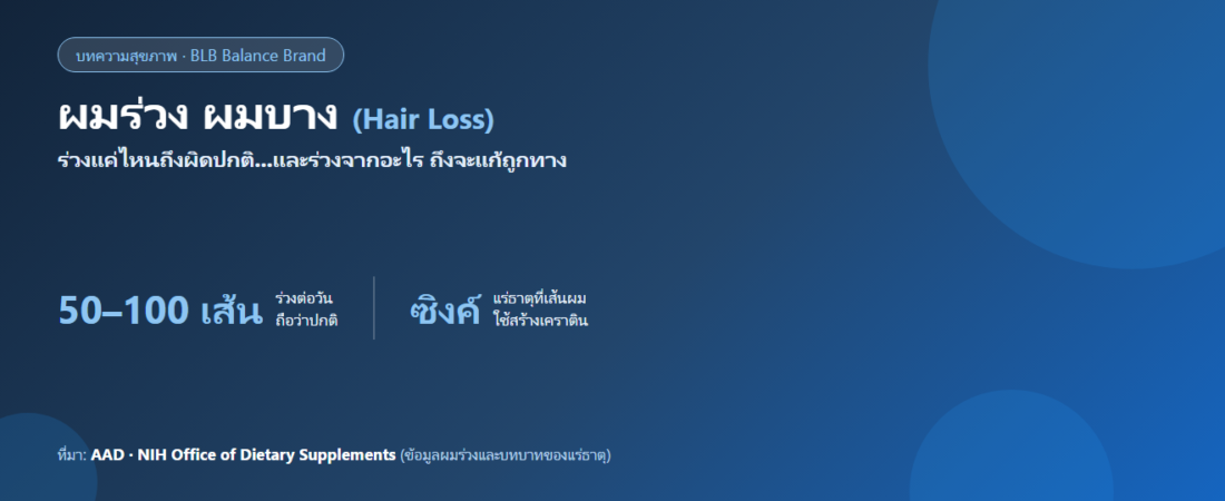 ผมร่วง ผมบาง : ร่วงแค่ไหนผิดปกติ สาเหตุ และวิธีดูแล (อ้างอิงข้อมูลแพทย์)
