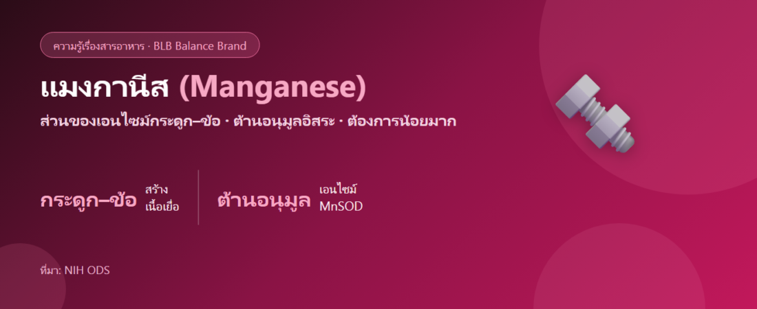แมงกานีส (Manganese) คืออะไร? แร่ธาตุจิ๋วเพื่อกระดูก ข้อ และการต้านอนุมูลอิสระ