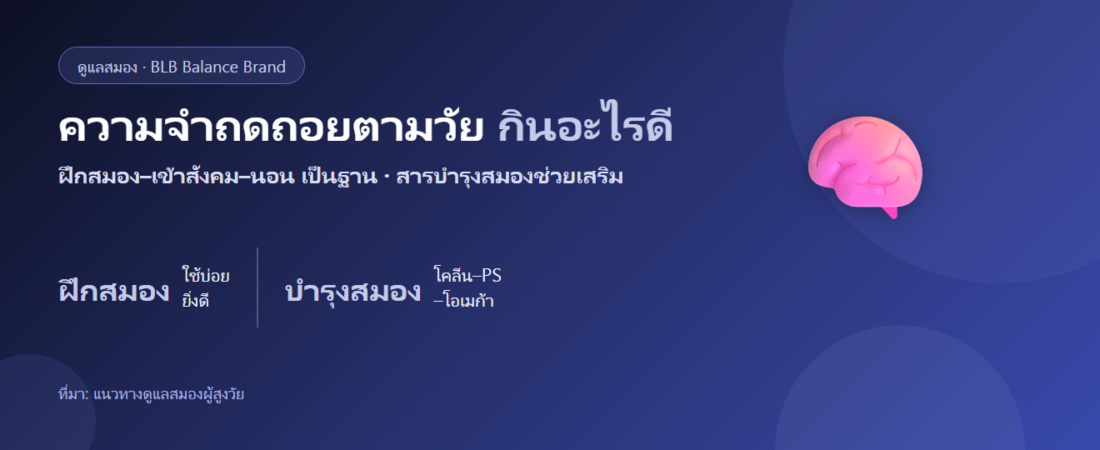 ความจำถดถอยตามวัย หลง ๆ ลืม ๆ กินอะไรดี? ดูแลสมองผู้สูงวัย