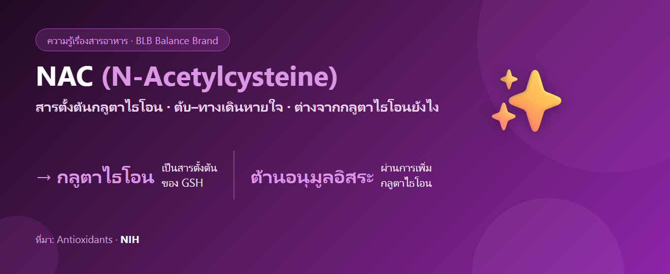 NAC (N-Acetylcysteine) คืออะไร? สารตั้งต้นกลูตาไธโอนกับการดูแลตับ-ทางเดินหายใจ