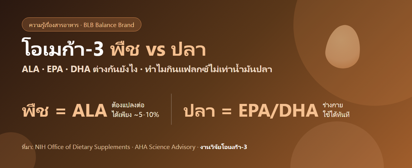 โอเมก้า-3 จากพืช vs จากปลา ต่างกันยังไง : เข้าใจ ALA EPA DHA และเลือกให้ตรงกับร่างกาย