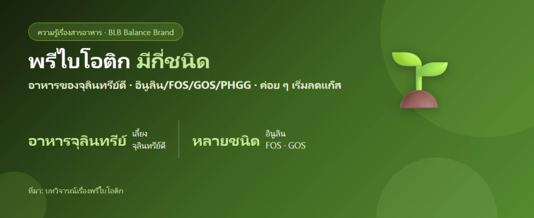 พรีไบโอติกมีกี่ชนิด? อินูลิน FOS GOS และอื่น ๆ ต่างกันยังไง