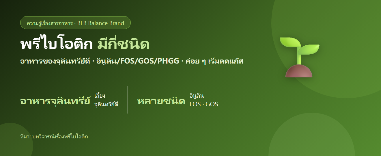 พรีไบโอติกมีกี่ชนิด? อินูลิน FOS GOS และอื่น ๆ ต่างกันยังไง