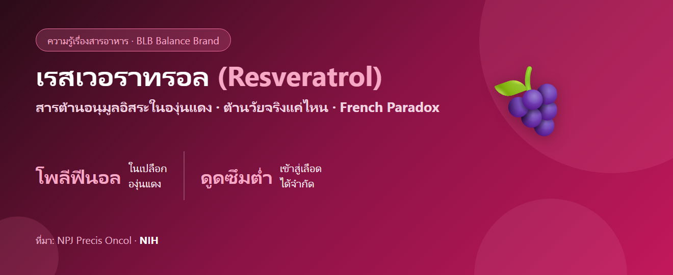 เรสเวอราทรอล (Resveratrol) คืออะไร? สารต้านอนุมูลอิสระในองุ่นแดงกับความจริงเรื่องต้านวัย