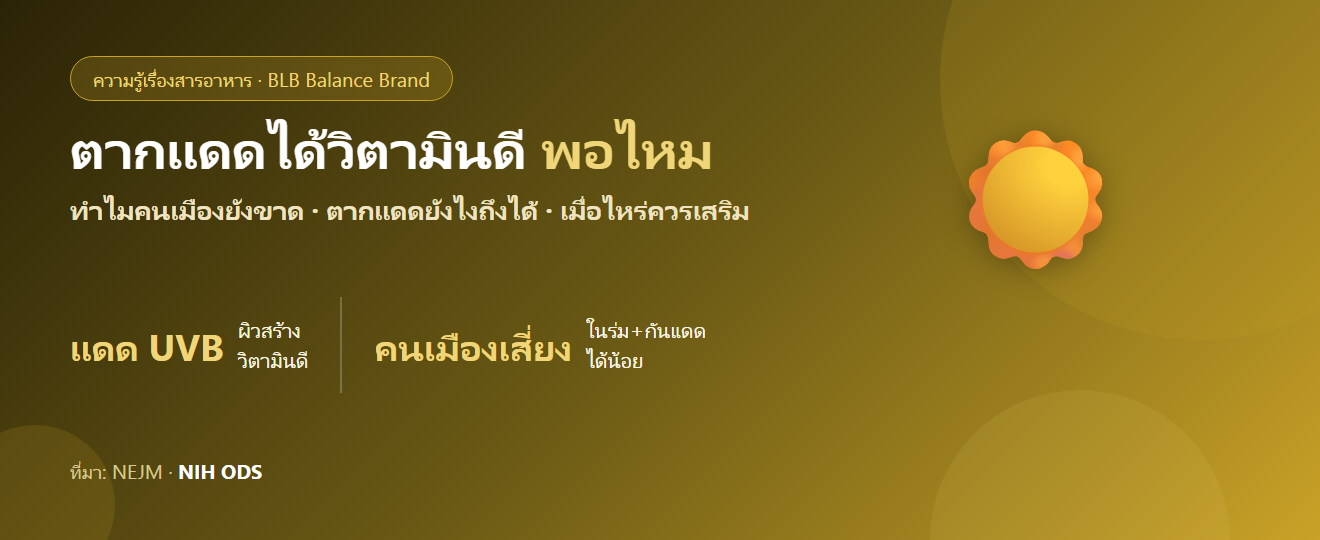 ตากแดดได้วิตามินดีพอไหม? คนเมือง–คนกลัวผิวคล้ำกับความจริงเรื่องวิตามินดี