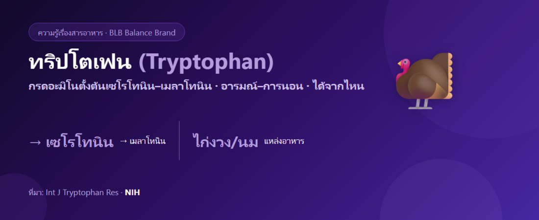 ทริปโตเฟน (Tryptophan) คืออะไร? กรดอะมิโนตั้งต้นเซโรโทนินกับการนอน