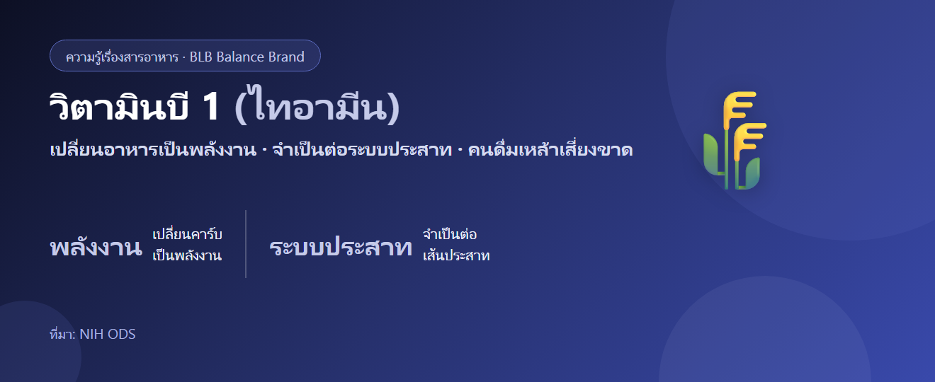 วิตามินบี 1 (ไทอามีน) คืออะไร? พลังงาน ระบบประสาท และใครเสี่ยงขาด
