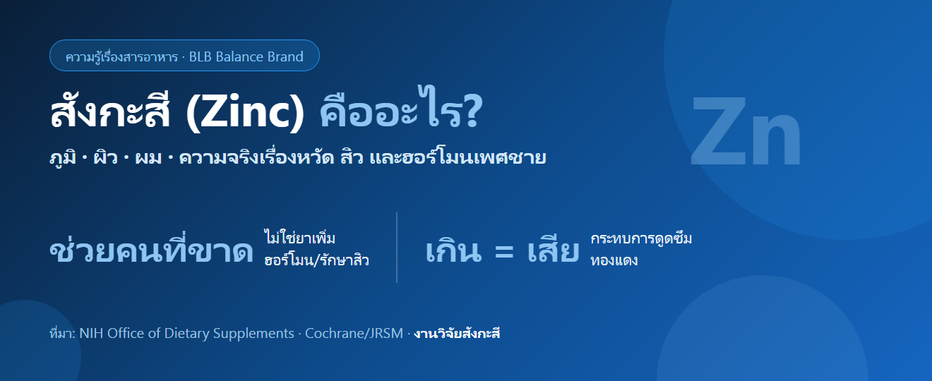 สังกะสี (Zinc) คืออะไร ช่วยอะไรบ้าง : ความจริงเรื่องหวัด สิว ฮอร์โมนเพศชาย และวิธีเลือกฟอร์ม
