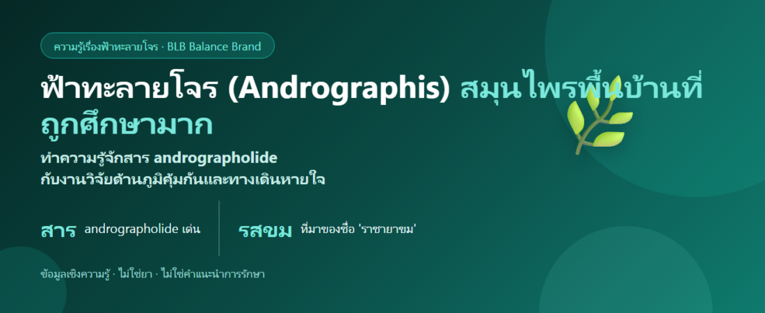 ฟ้าทะลายโจร (Andrographis) คืออะไร? สมุนไพรที่มีการศึกษาเรื่องภูมิและทางเดินหายใจ