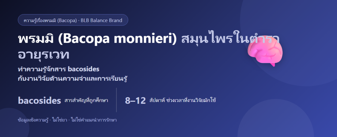 พรมมิ (Bacopa monnieri) คืออะไร? สมุนไพรที่มีงานวิจัยด้านความจำและสมาธิ