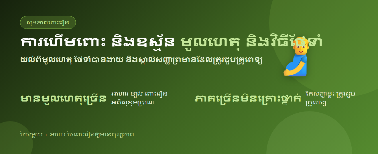តើការហើមពោះបណ្តាលមកពីអ្វី? មូលហេតុ និងវិធីថែទាំការហើមពោះ និងឧស្ម័ន | BLB