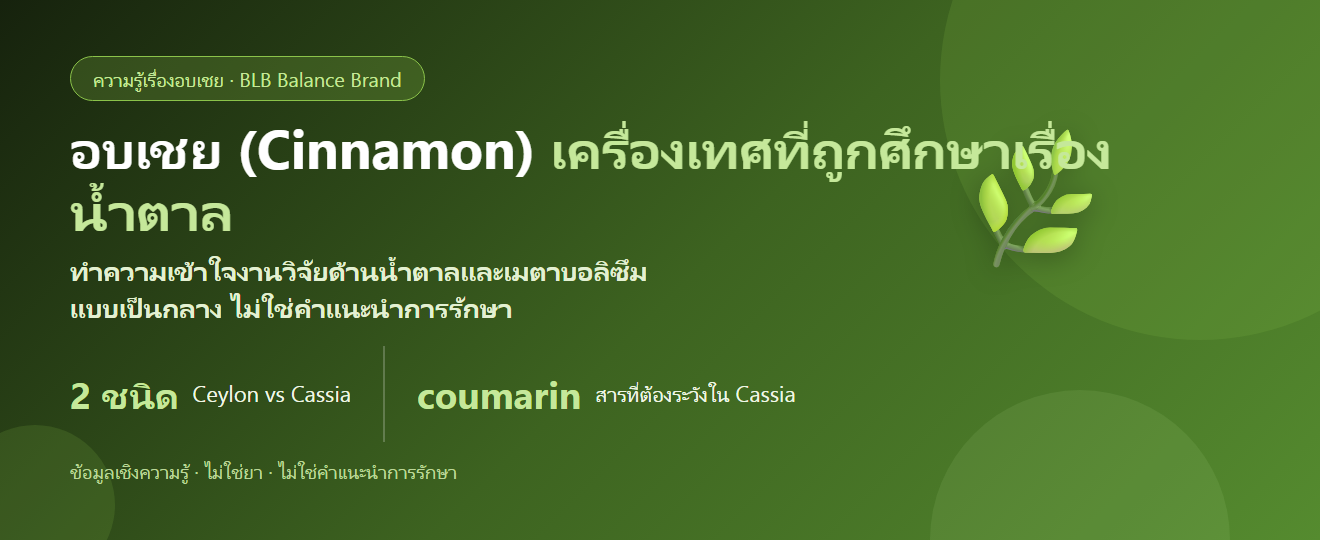 อบเชย (Cinnamon) กับน้ำตาลและเมตาบอลิซึม — ทำความเข้าใจงานวิจัยแบบเป็นกลาง