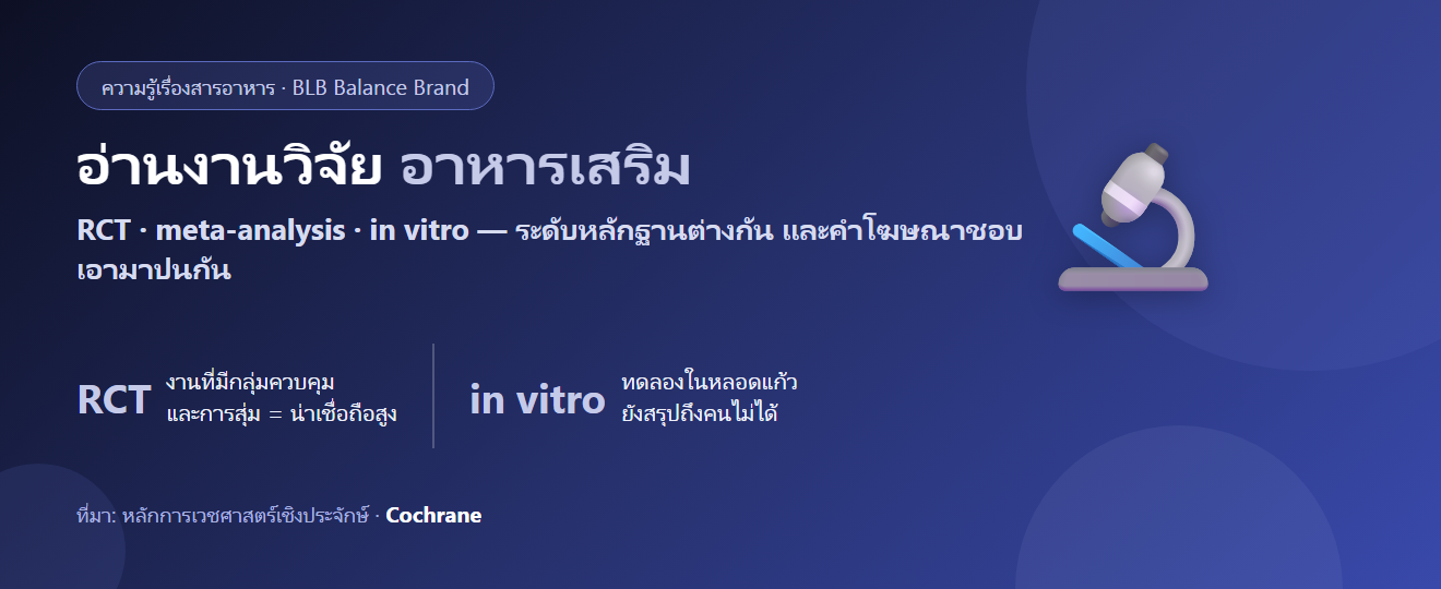 อ่านงานวิจัยอาหารเสริมยังไงไม่ให้โดนหลอก? RCT, meta-analysis และกับดักที่พบบ่อย