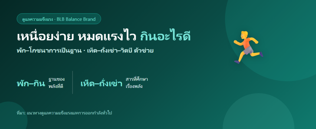 เหนื่อยง่ายเวลาออกกำลัง หมดแรงไว กินอะไรดี? ตัวช่วยเสริมพลังและความแข็งแรง