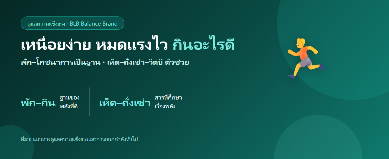 เหนื่อยง่ายเวลาออกกำลัง หมดแรงไว กินอะไรดี? ตัวช่วยเสริมพลังและความแข็งแรง