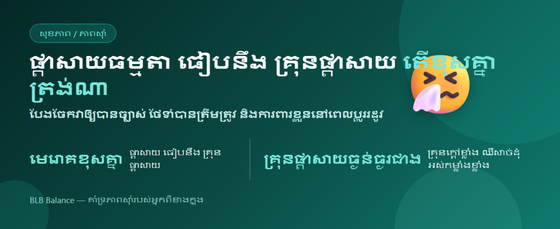 ផ្តាសាយធម្មតា ធៀបនឹង គ្រុនផ្តាសាយ — តើខុសគ្នាត្រង់ណា? | BLB Balance