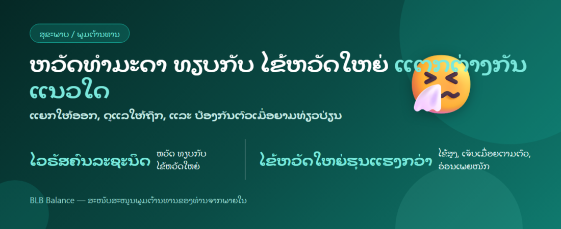 ຫວັດທຳມະດາ ທຽບກັບ ໄຂ້ຫວັດໃຫຍ່ — ແຕກຕ່າງກັນແນວໃດ? | BLB Balance