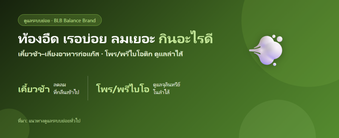 ท้องอืด เรอบ่อย ลมในท้องเยอะ กินอะไรดี? ตัวช่วยดูแลระบบย่อย