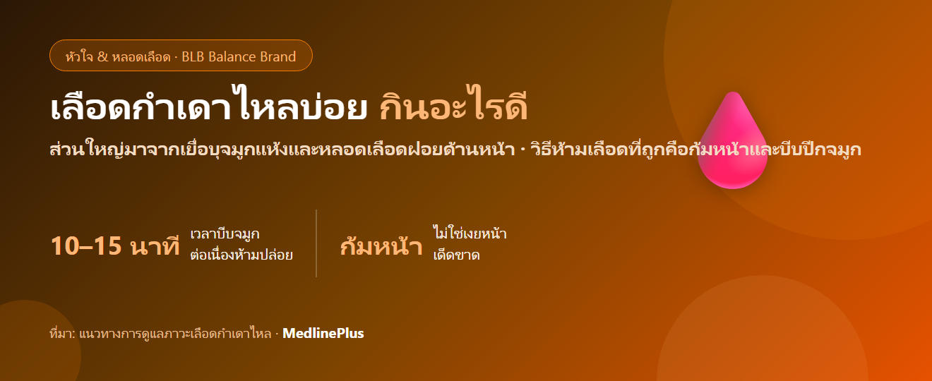 เลือดกำเดาไหลบ่อย กินอะไรดี? สาเหตุที่พบจริง วิธีห้ามเลือดที่ถูกต้อง และเมื่อไรต้องพบแพทย์