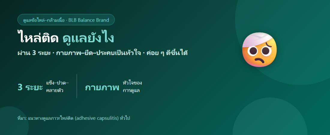 ไหล่ติด (Frozen Shoulder) ดูแลตัวเองยังไง? รู้จักระยะ สาเหตุ และการดูแล