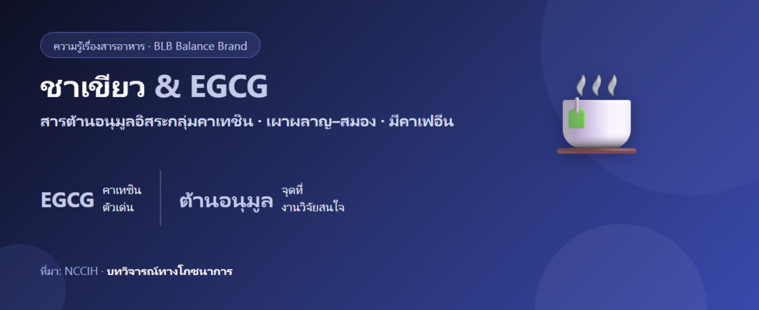 ชาเขียว & EGCG คืออะไร? สารต้านอนุมูลอิสระกับบทบาทเผาผลาญและสมอง