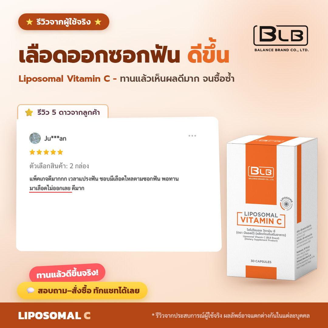 รีวิวจริง Lipo C แปรงฟันเลือดไม่ออก
