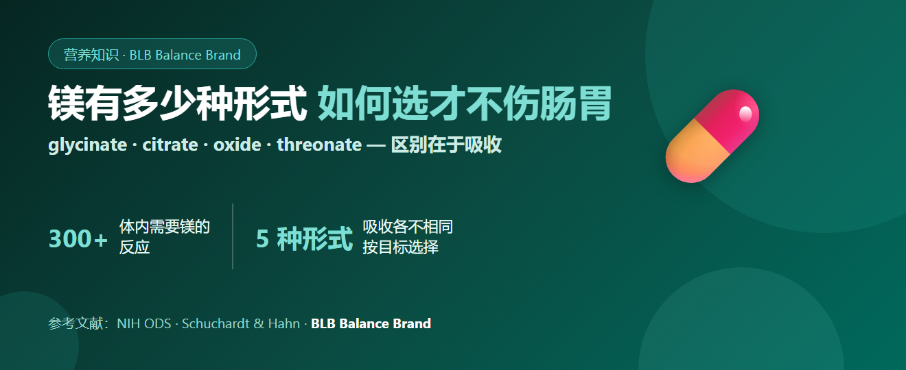 镁有几种形式？glycinate/citrate/oxide 怎么选才不伤肠胃 | BLB
