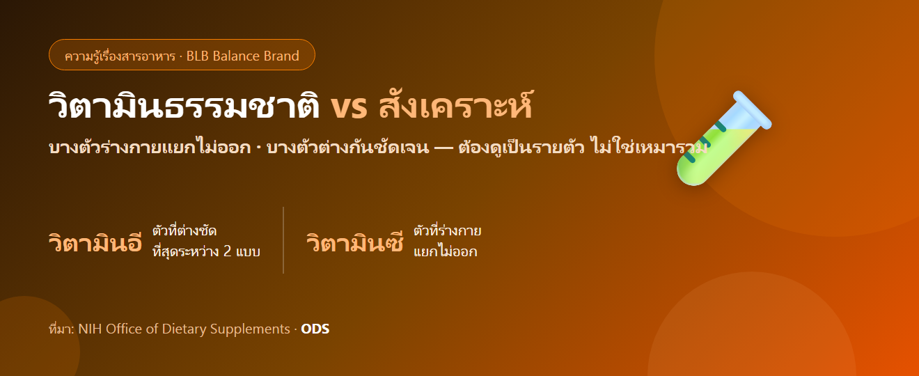 วิตามินธรรมชาติ vs สังเคราะห์ ต่างกันจริงไหม? สรุปทีละตัวแบบไม่อวย
