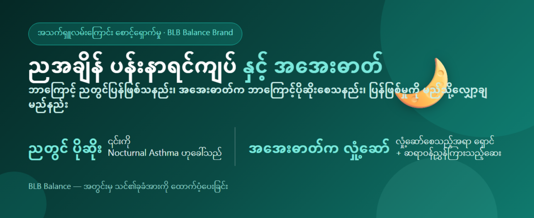 ညအချိန် ပန်းနာရင်ကျပ်နှင့် အအေးဓာတ်: ဘာကြောင့် ညတွင်ပြန်ဖြစ်ပြီး ပြန်ဖြစ်မှုကို မည်သို့လျှော့ချမည်နည်း | BLB