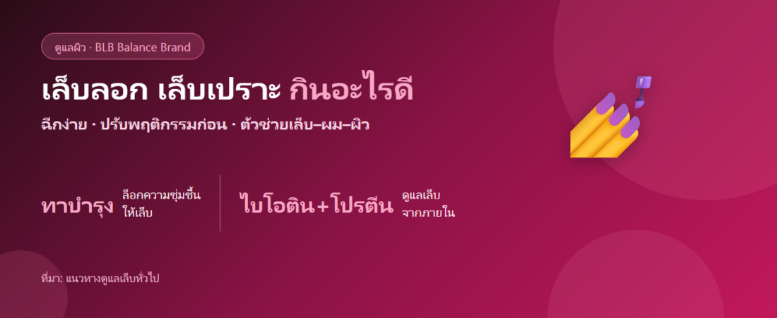 เล็บลอก เล็บเปราะ ฉีกง่าย กินอะไรดี? ตัวช่วยบำรุงเล็บจากภายใน