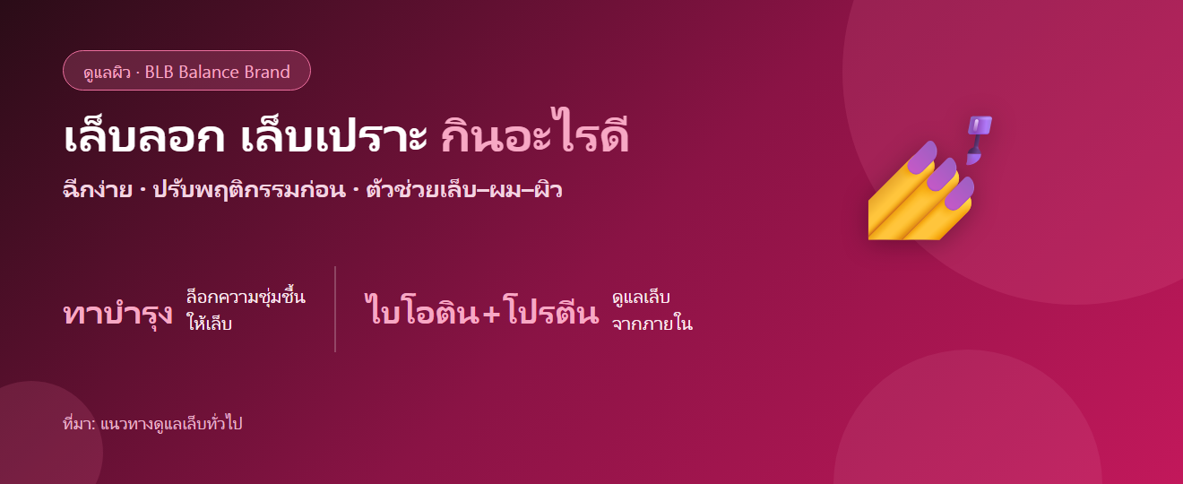 เล็บลอก เล็บเปราะ ฉีกง่าย กินอะไรดี? ตัวช่วยบำรุงเล็บจากภายใน