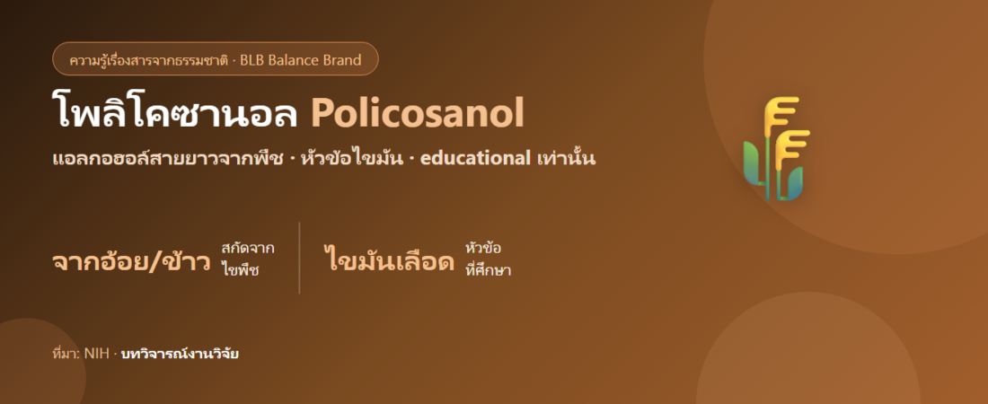 โพลิโคซานอล (Policosanol) จากอ้อย–ข้าว คืออะไร? กับไขมัน สรุป educational